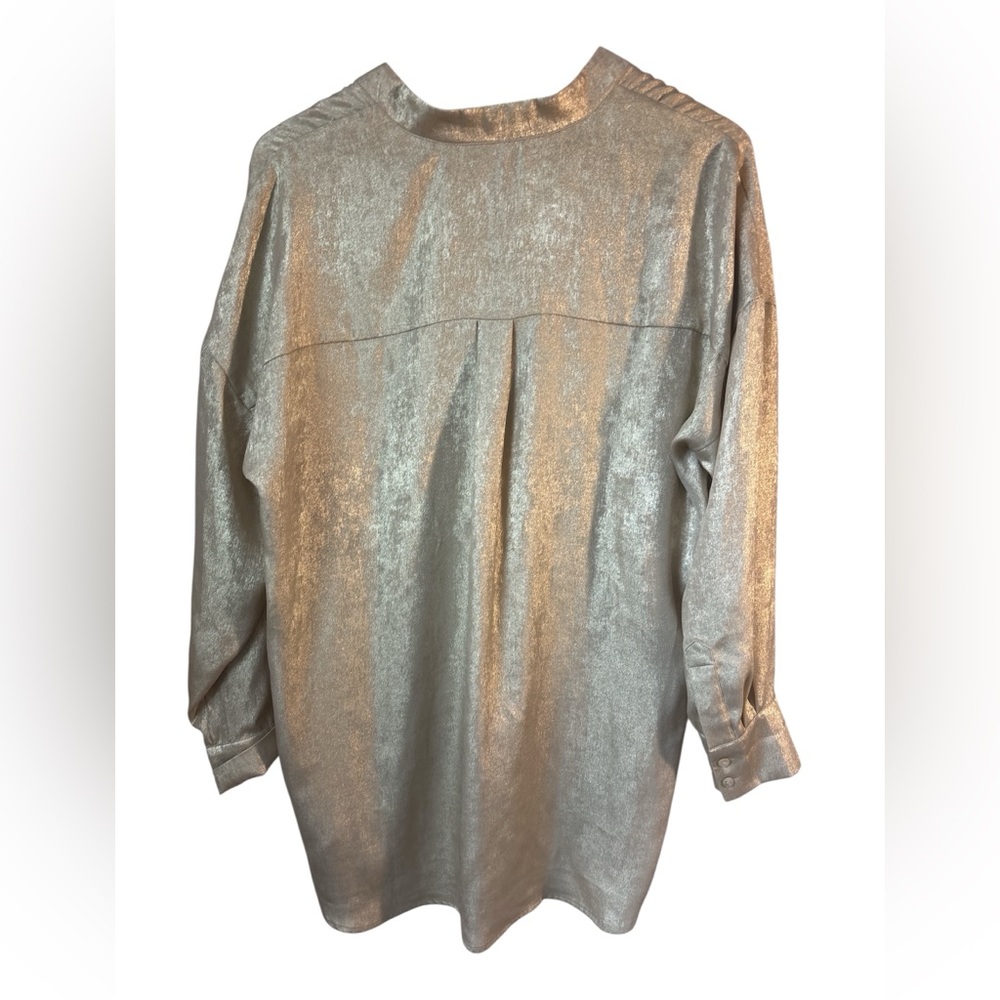 Soft Surroundings Gigi Tunic Blouse Champagne Gold Large Lagenlook Career Party - Picture 2 of 10